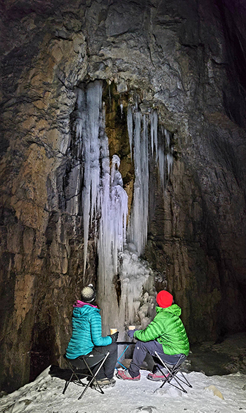 Ice waterfalls - Part of our Grotto Canyon Evening Ice Walk - Photo Credit: Canadian Rockies Experience